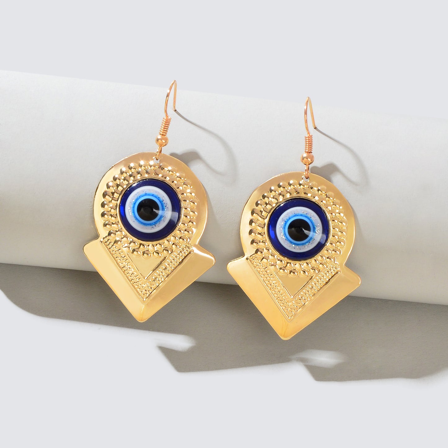 Stylish Blue Eye Golden Round Arrow Dangle Earrings for Women Party Daily Jewelry