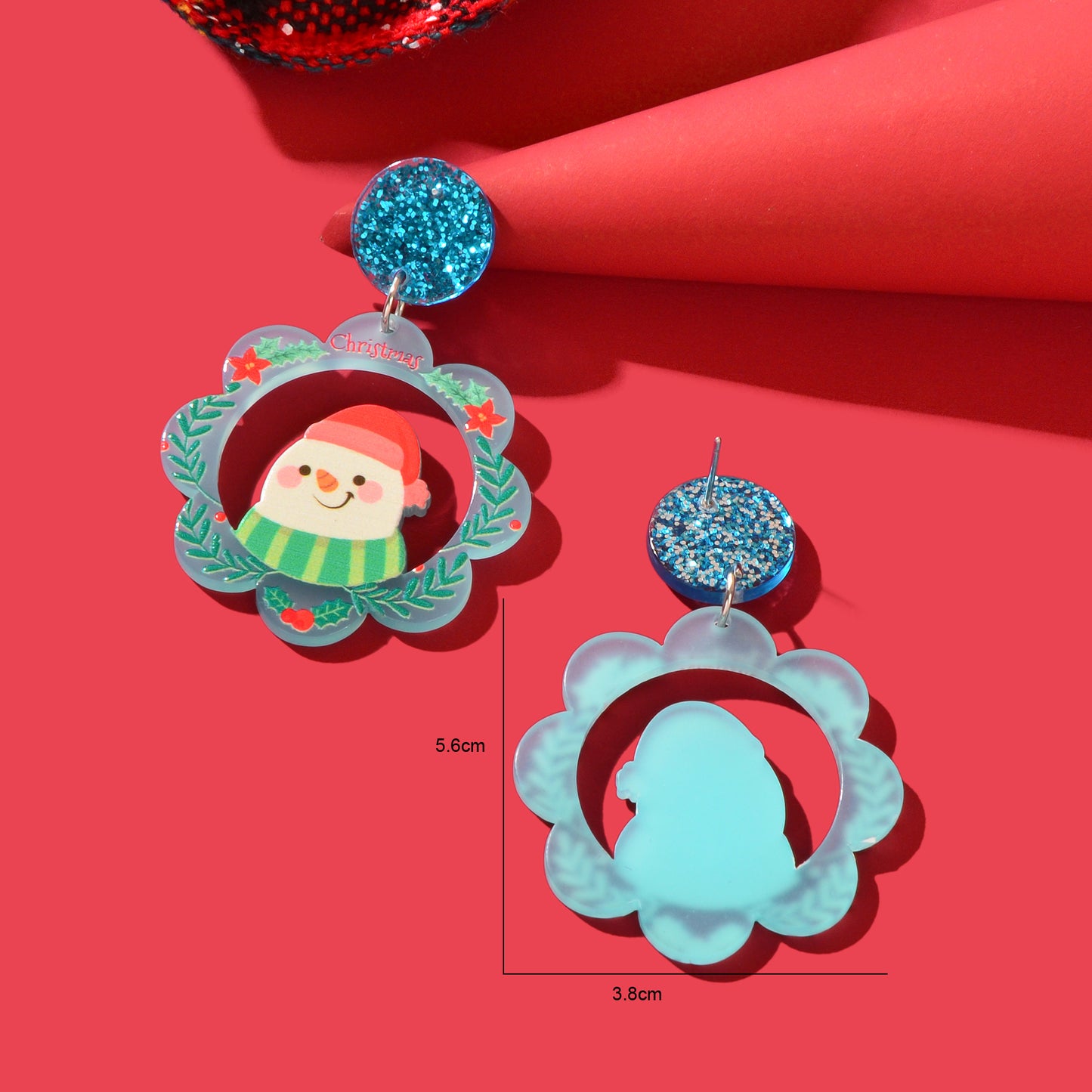Christmas Colorful Garland with Snowman Dangle Earrings Women Festival Jewellery