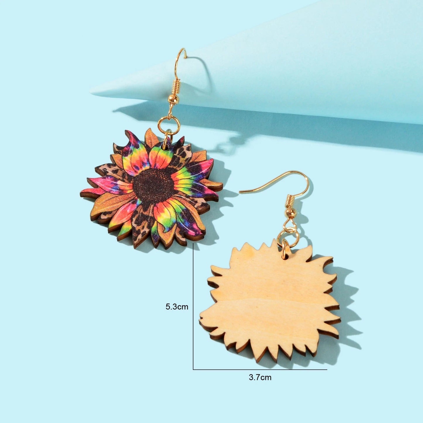 Colourful Sunflower Earrings Bohemian Summer Trendy Wooden Daisy Flower Jewelry