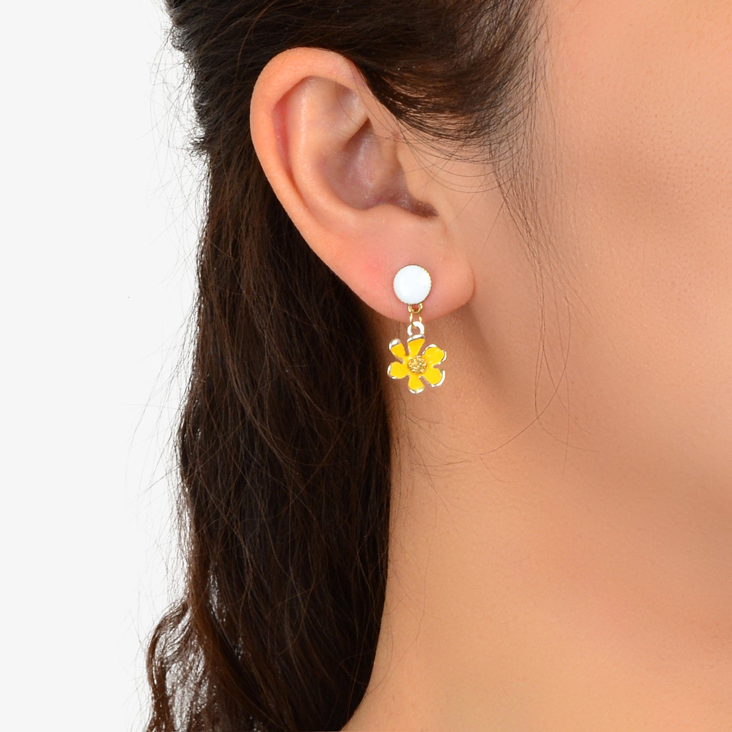 Boho Party Decoration Women Yellow White Flower Dangle Designer Jewellery Earrings
