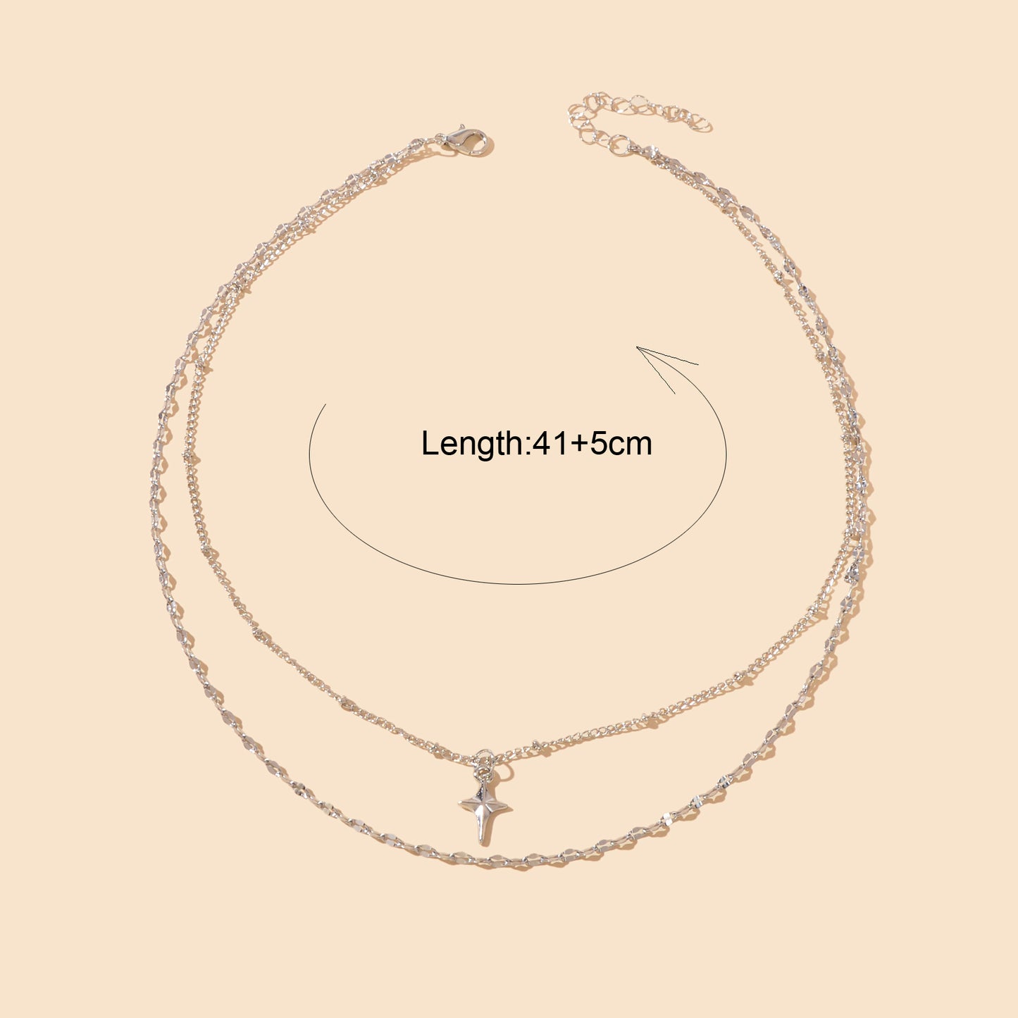 Fashion Jewelry Double layer Silvery Chain Star Pendant Necklace for Women