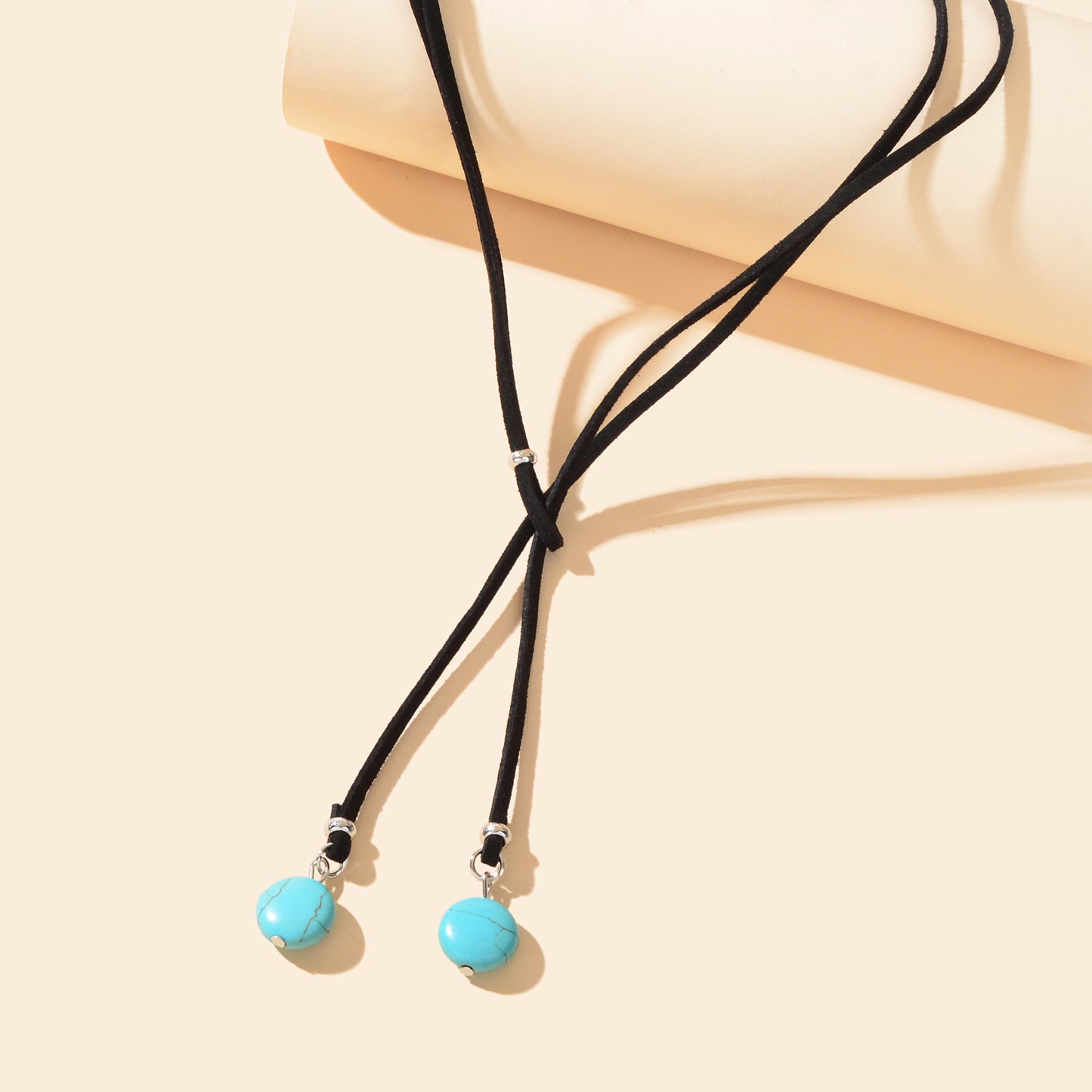 Boho Chic Blue Beads Charm Black Choker Necklace Vacation Party Daily Jewelry
