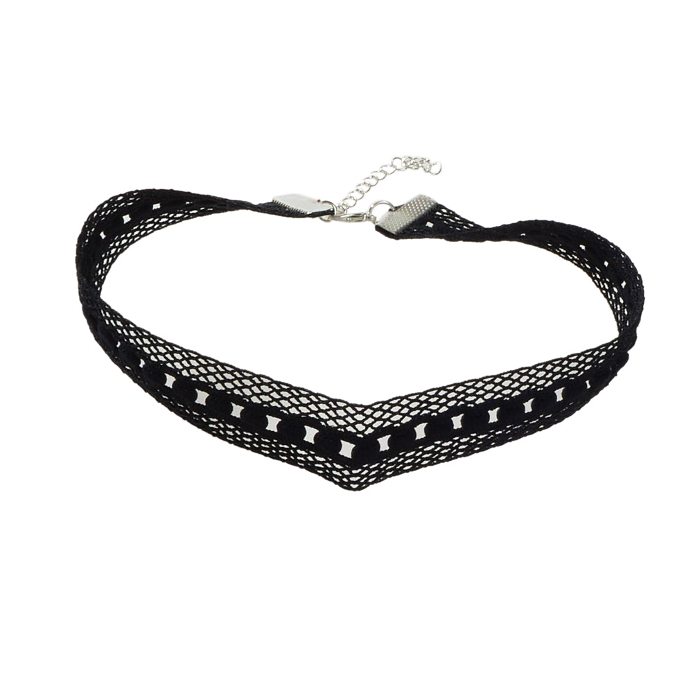 Retro Punk Style 90s Black Lace Geometric Tattoo Choker Necklace Grunge Collar