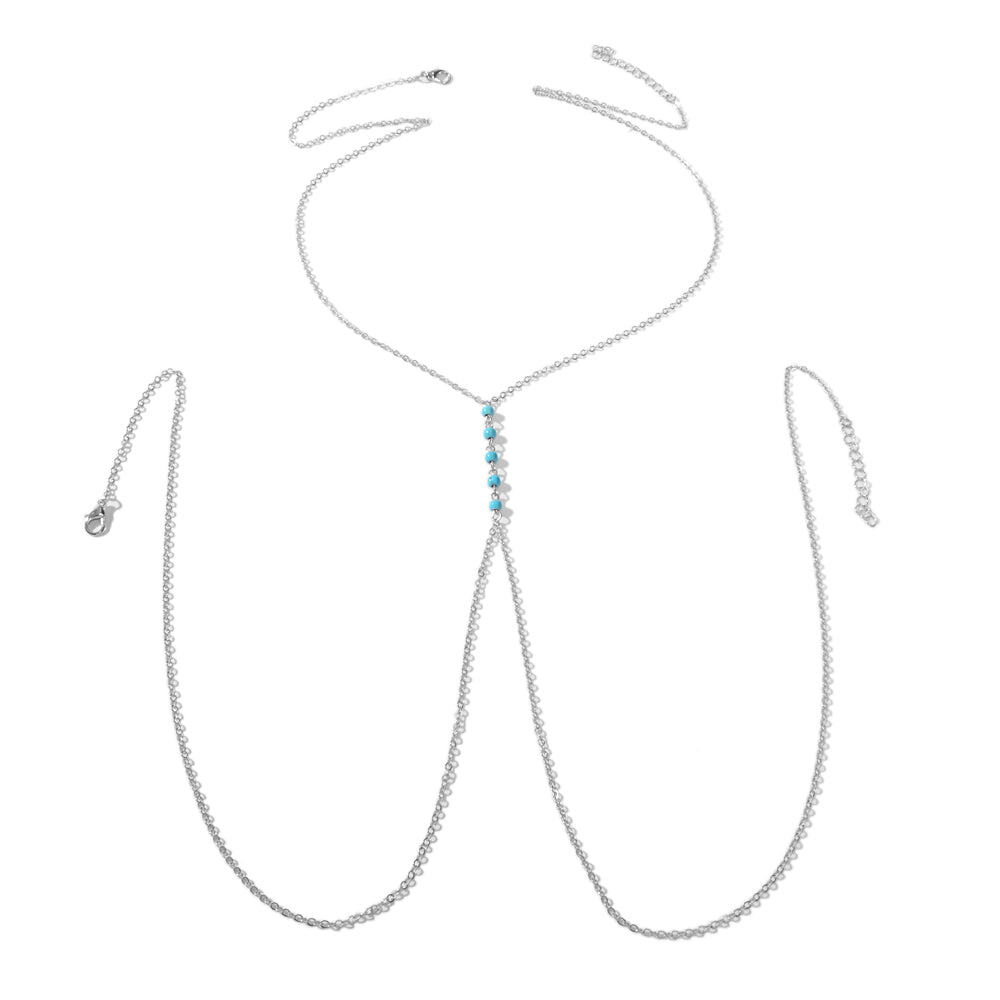 Sexy Turquoise Gold Silver Body Chain Beach Bikini Belly Waist Body Jewellery