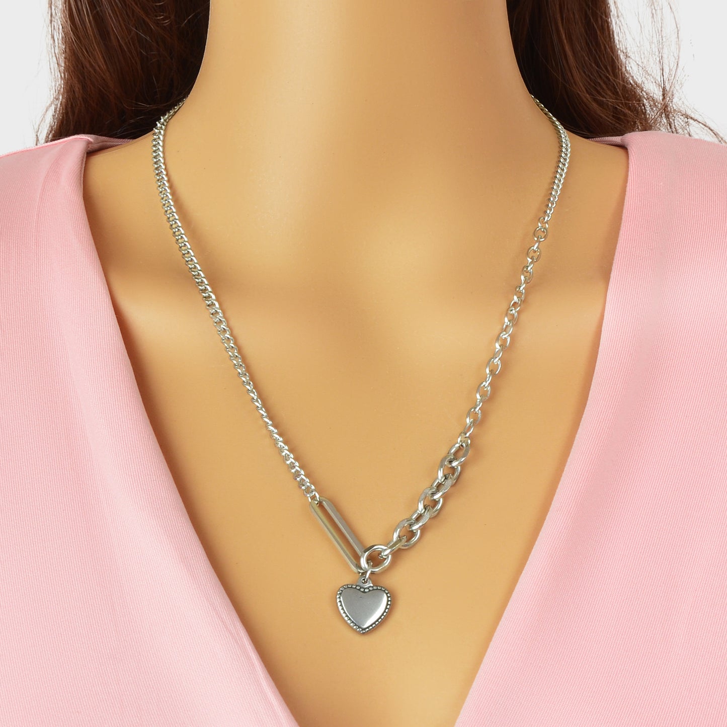 Fashion Party Decoration Multiple Silver Chain Love Heart Charm Trendy Necklace