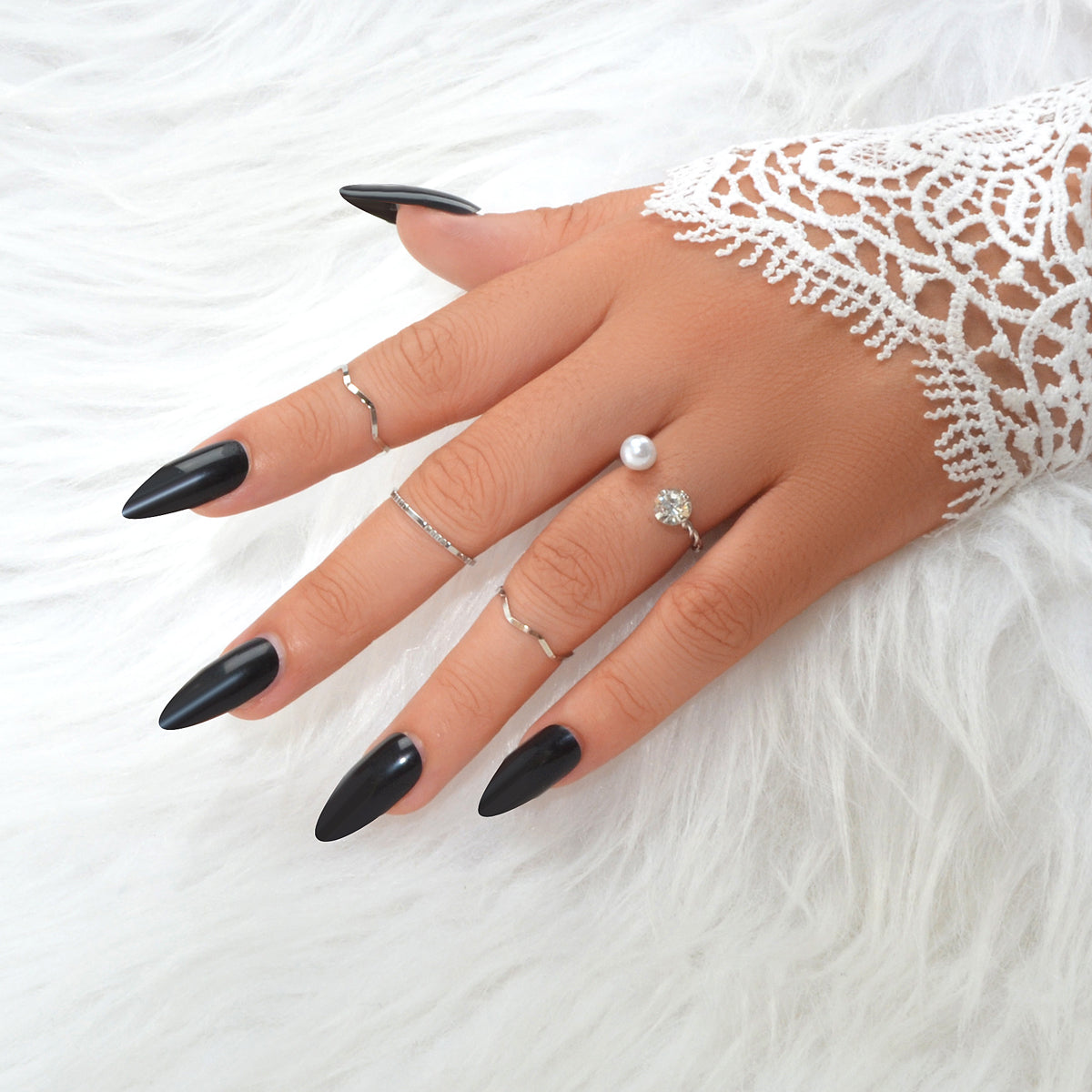 4 pcs Trendy Minimalist Silver Geometric Stackable Multiple Midi Finger Ring Set