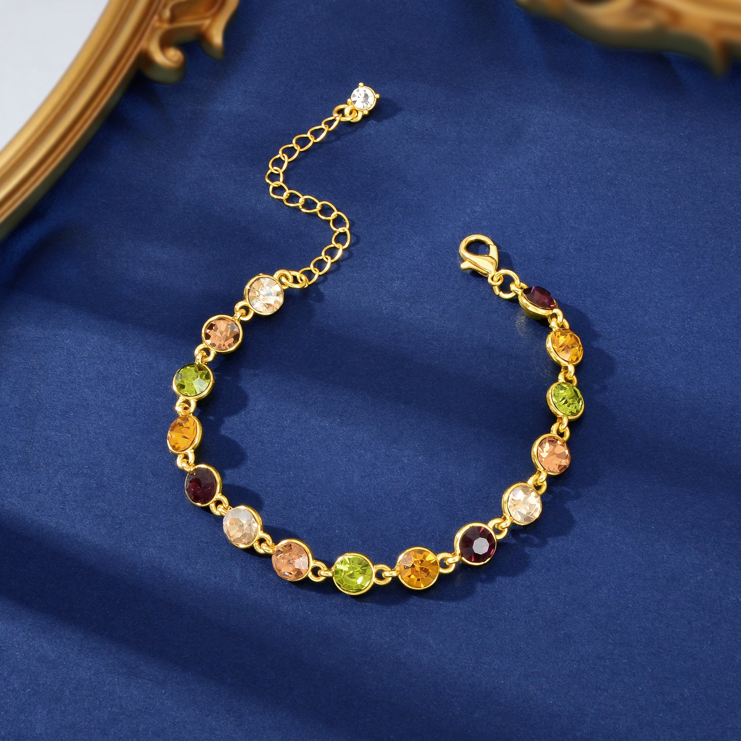 Elegant High Quality Multicolour Rhinestone Decor Bracelet Anniversary Party Prom Jewelry