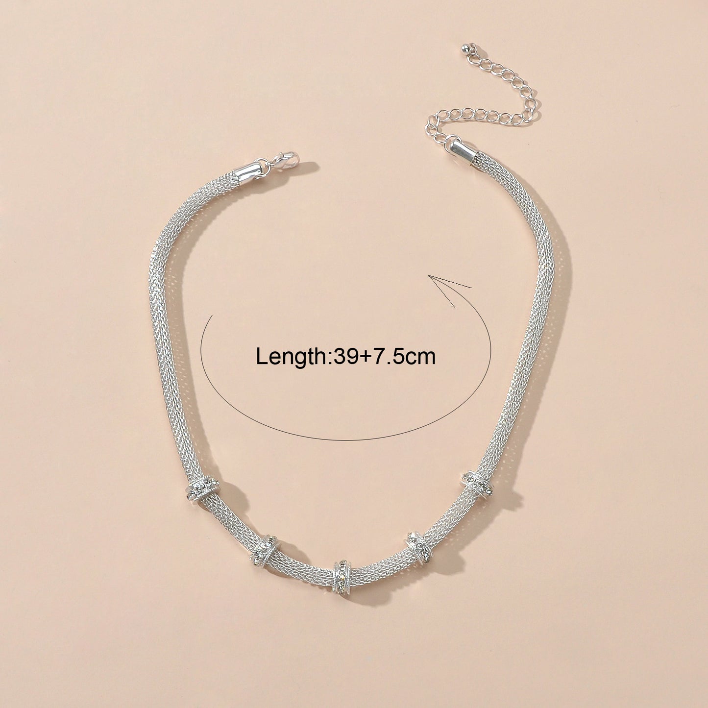 Rhinestone Silver Chain Short Clavicle Necklace Wedding Party Textured Jewellery