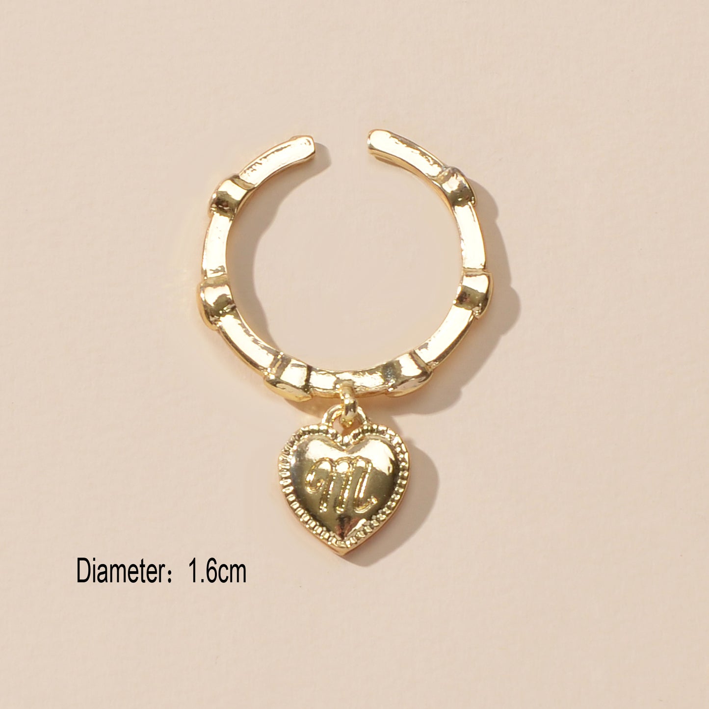 Textured Jewellery Band for Women Gold Silver Letter Heart Charm Finger Ring