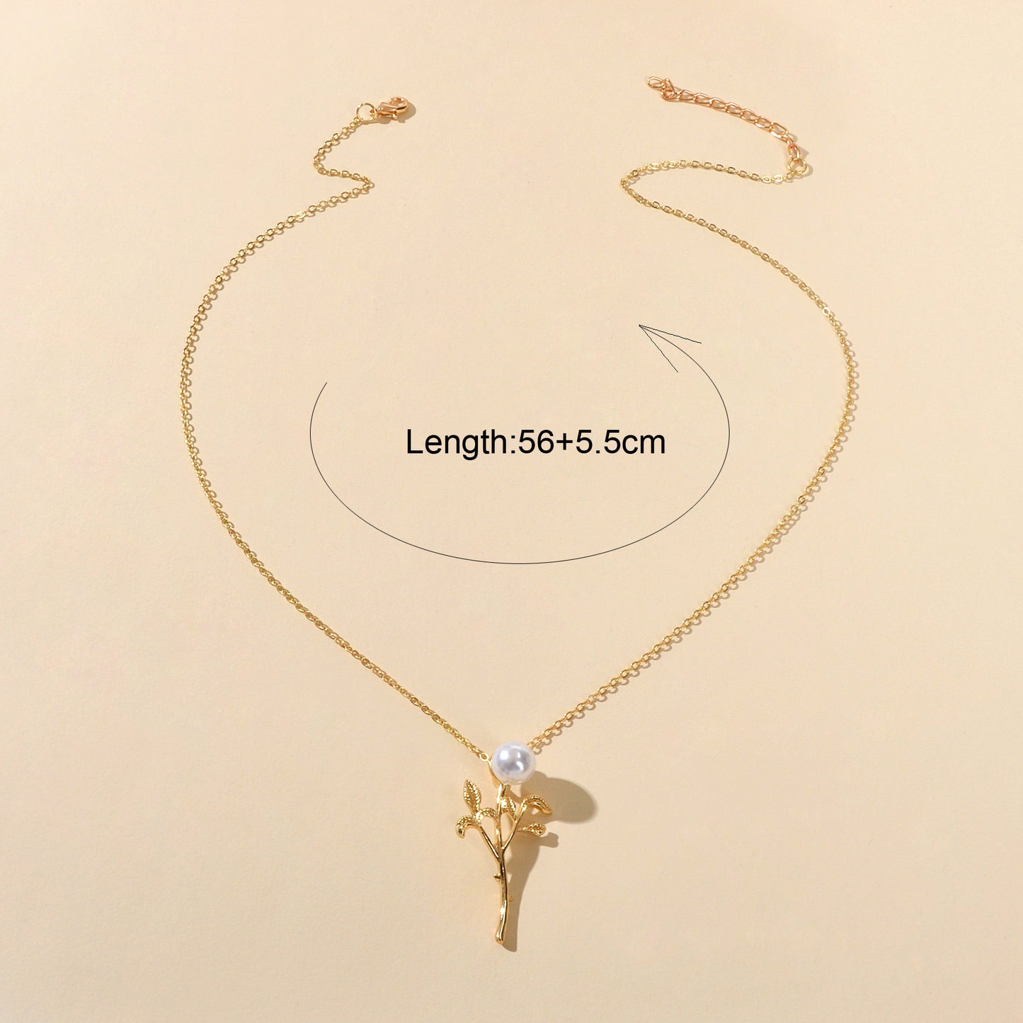 Party Prom Jewelry Golden Chain Imitation Pearl Decor Leaf Branch Pendant Necklace