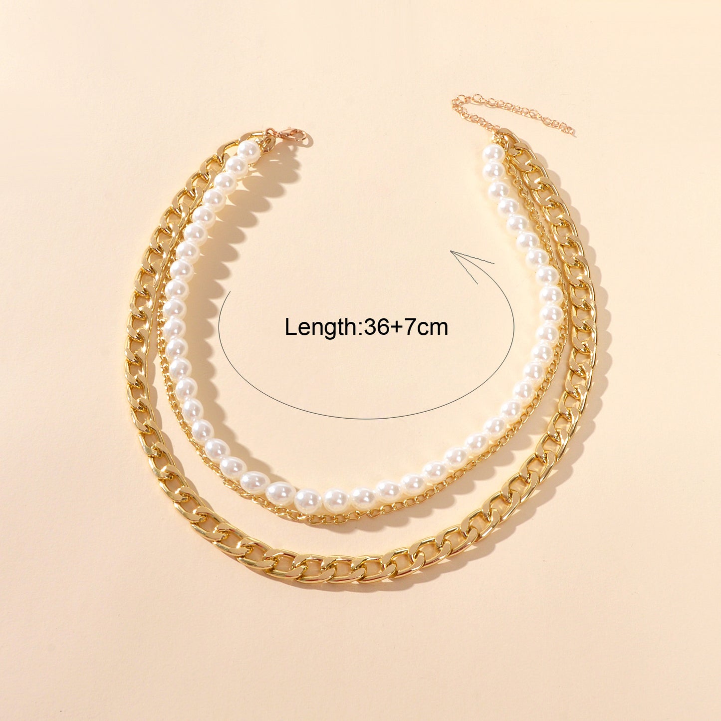 Punk Retro Multi-layer Crude Gold Chain Pearl Short Collar Necklace Women Choker