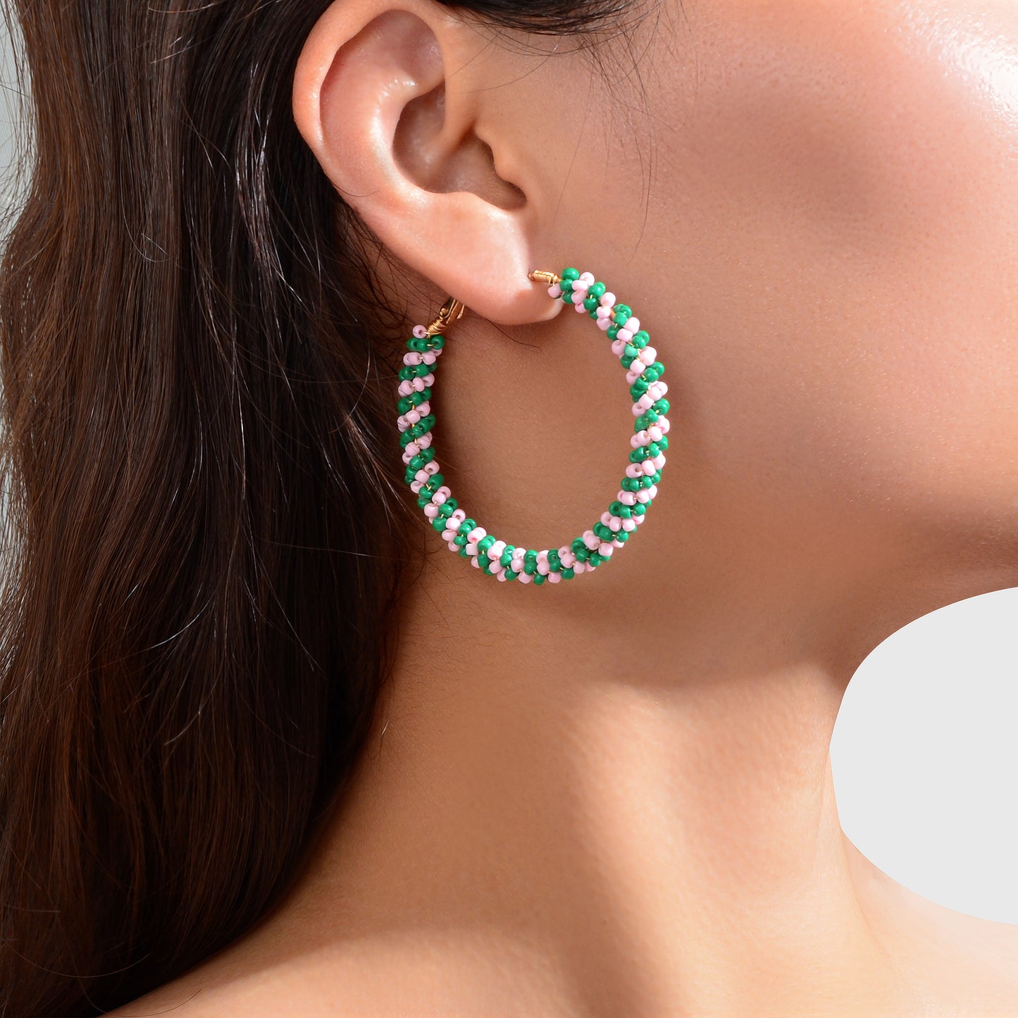 Boho Sweet Colourful Seed Beads Handmade Circle Hoop Earrings for Women Holiday