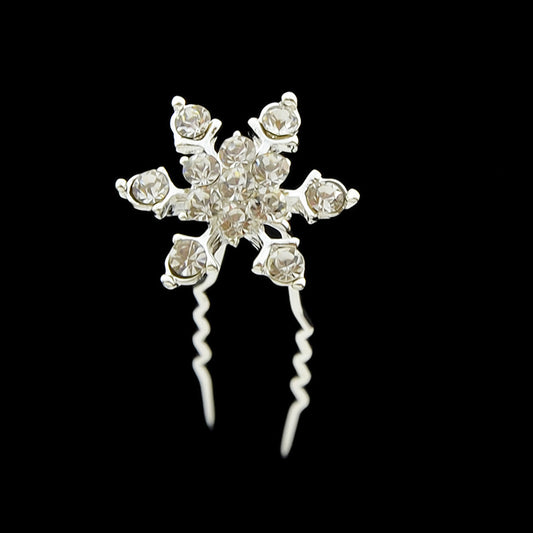 Hair Sticks Styling Transparent Blue Rhinestone Snowflake Hairpins Accessories
