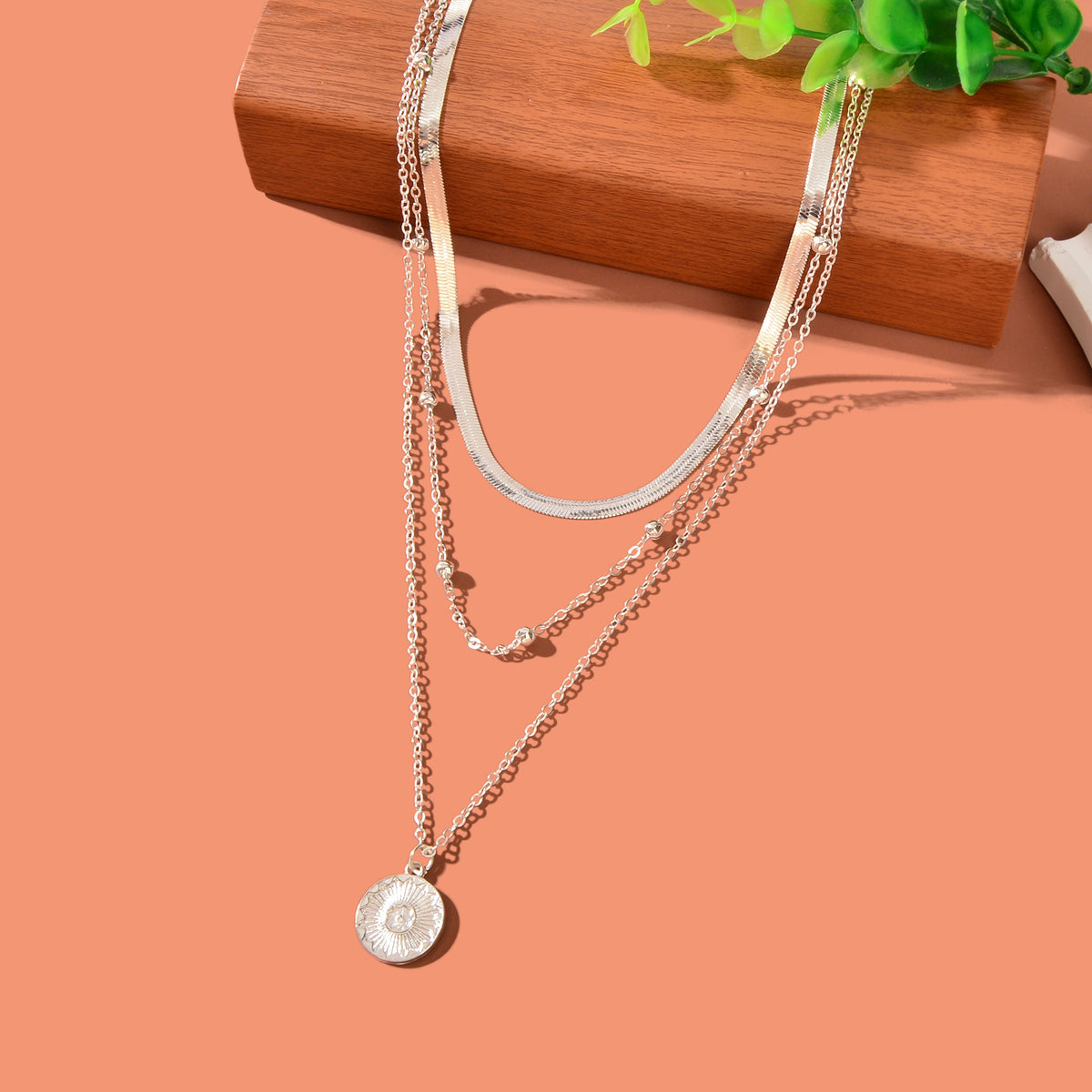 Boho Chic Jewelry Gold Silver Metal Multi-layer Chain Coin Disc Pendant Necklace