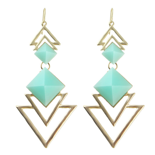 Trendy Jewellery Pink Blue Acrylic Triangle Geometric Earrings Wholesale Price