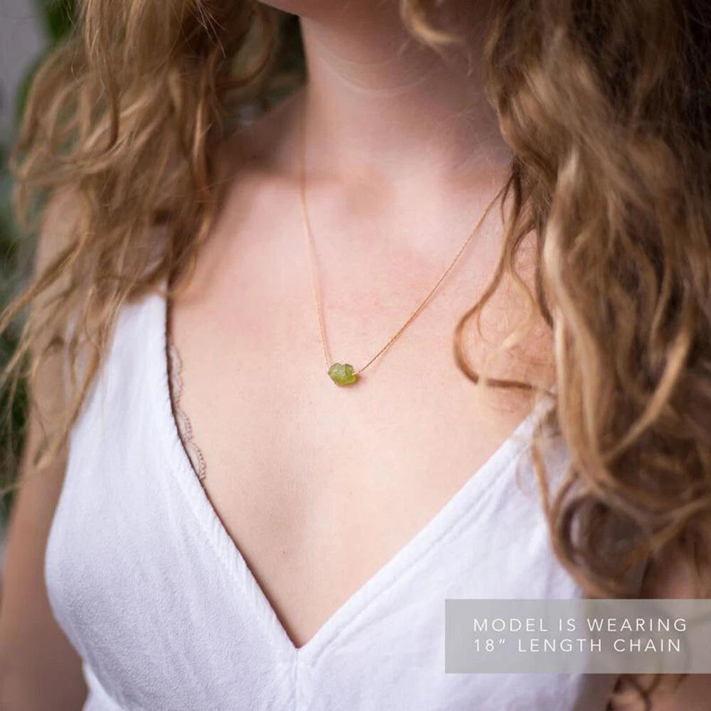Gold Chain Natural Geometric Stone Crystal Charm Necklace Teens Collar Jewellery