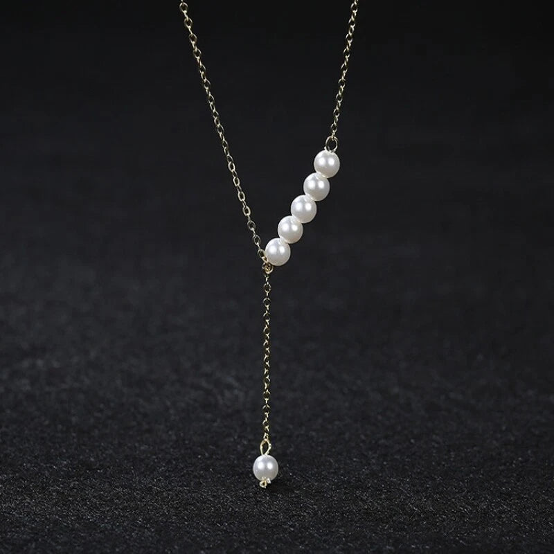 Luxurious jewellery Pearl Gold Silver Chain Y Shape Pendant Necklace Accessories