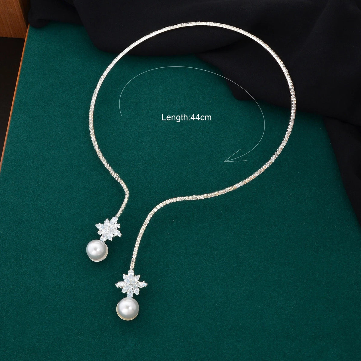 Gorgeous Imitation Pearl Rhinestone Silver Choker Wedding Bridal Collar