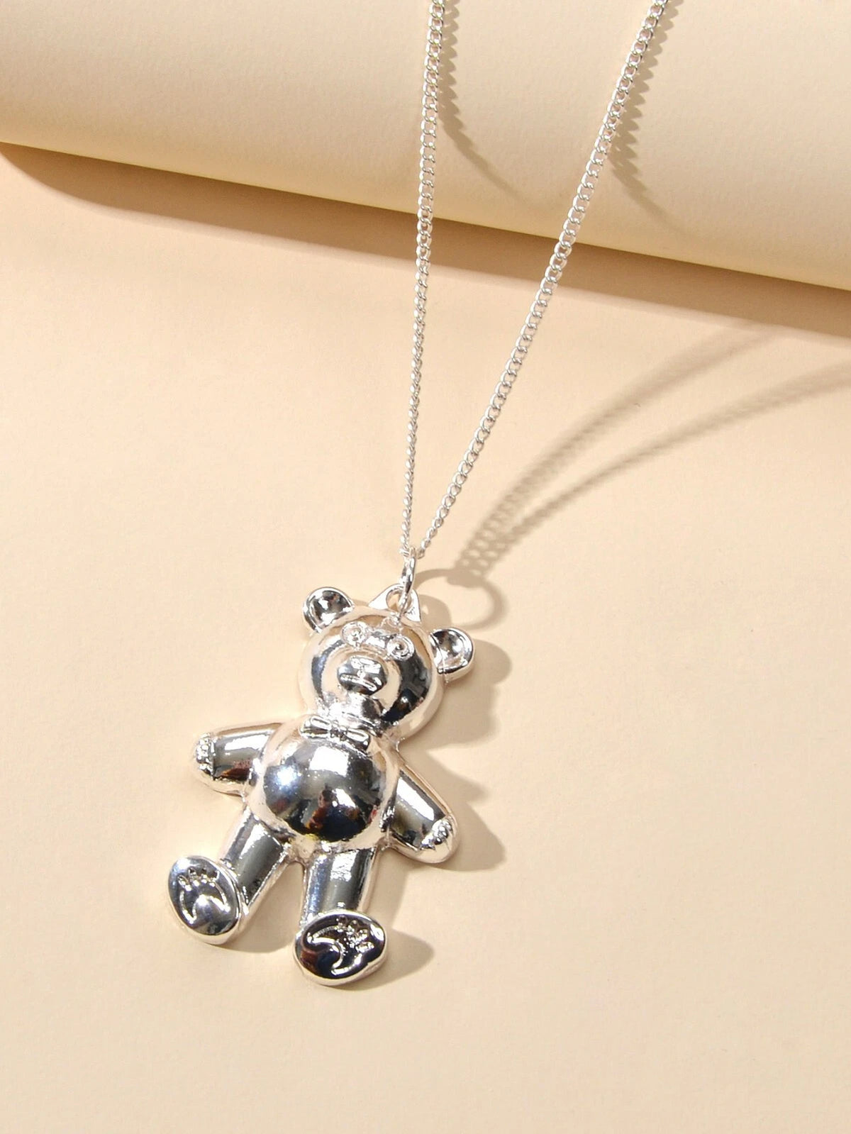 Fashion Jewelry Gold Silver Long Chain Lovely Bear Pendant Necklace Accessories