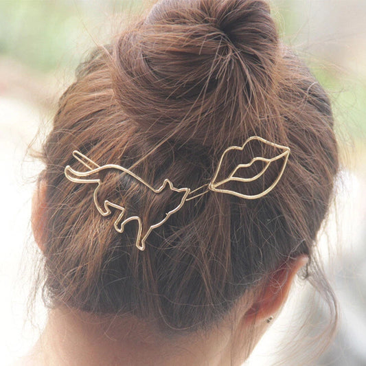 Hair Accessories Minimalist Gold Silver Metal Cat Hairgrips Hair Clips Hairpin