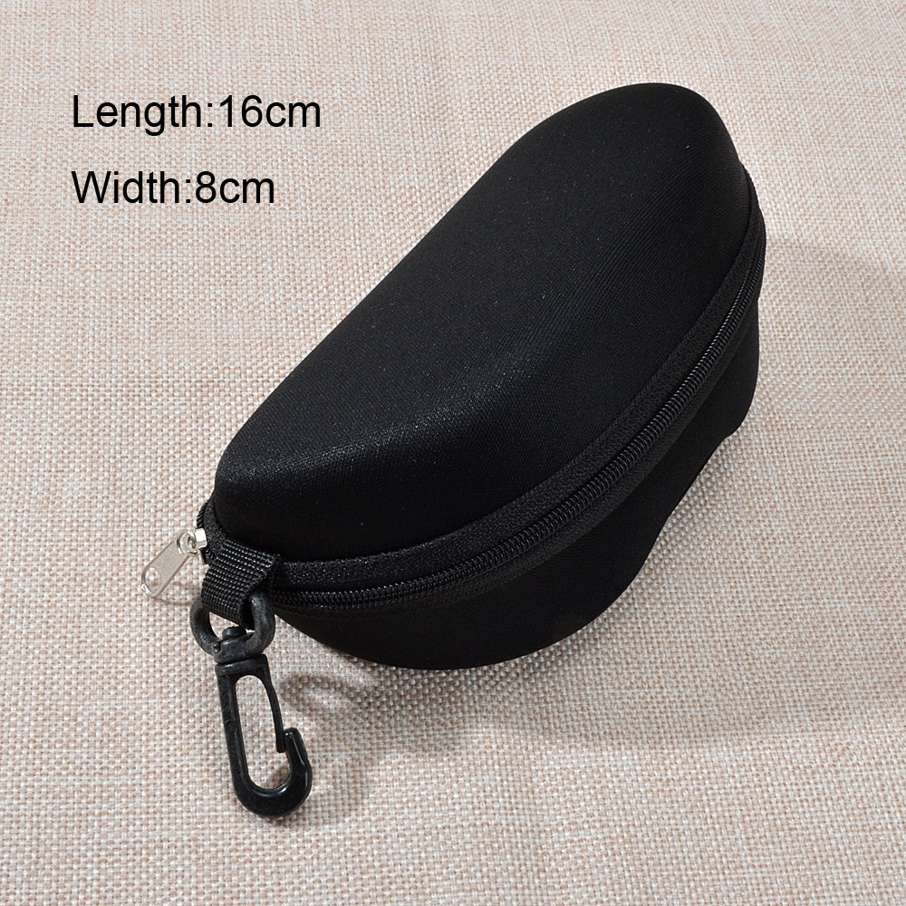 A Hard Sunglasses Case with Lock Clasp and Zipper Closure