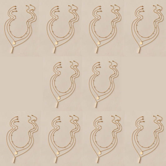 10 sets Gold Tone Chain Multi layer Choker Pendant Bib Necklace Party Jewellery