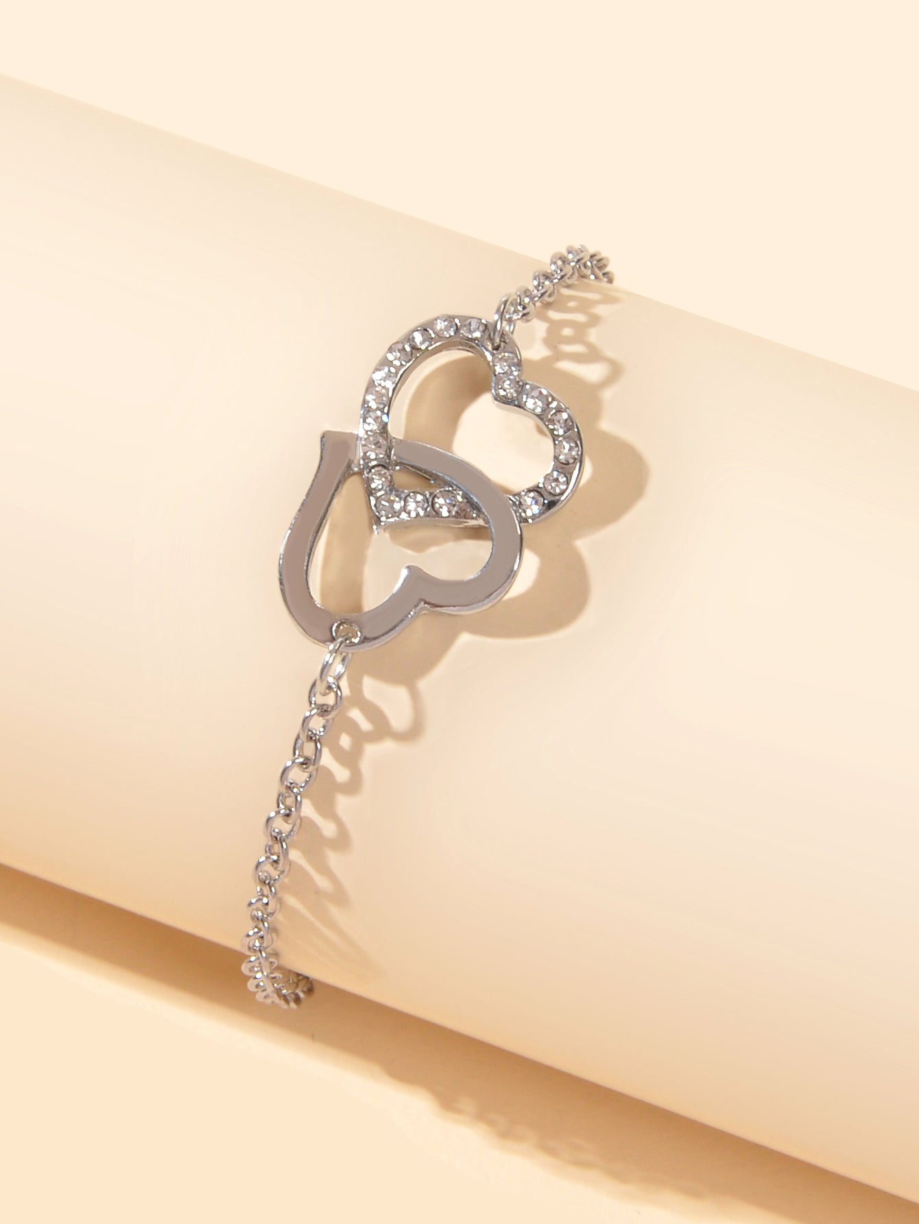 AU Post Rhinestone Heart Link Charm Bracelet Party Jewellery Lover Festival Gift