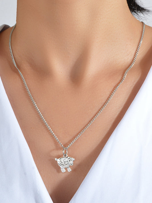 Fashion Jewellery Silver Chain Minimalist Cartoon Sheep Pendant Necklace Gift