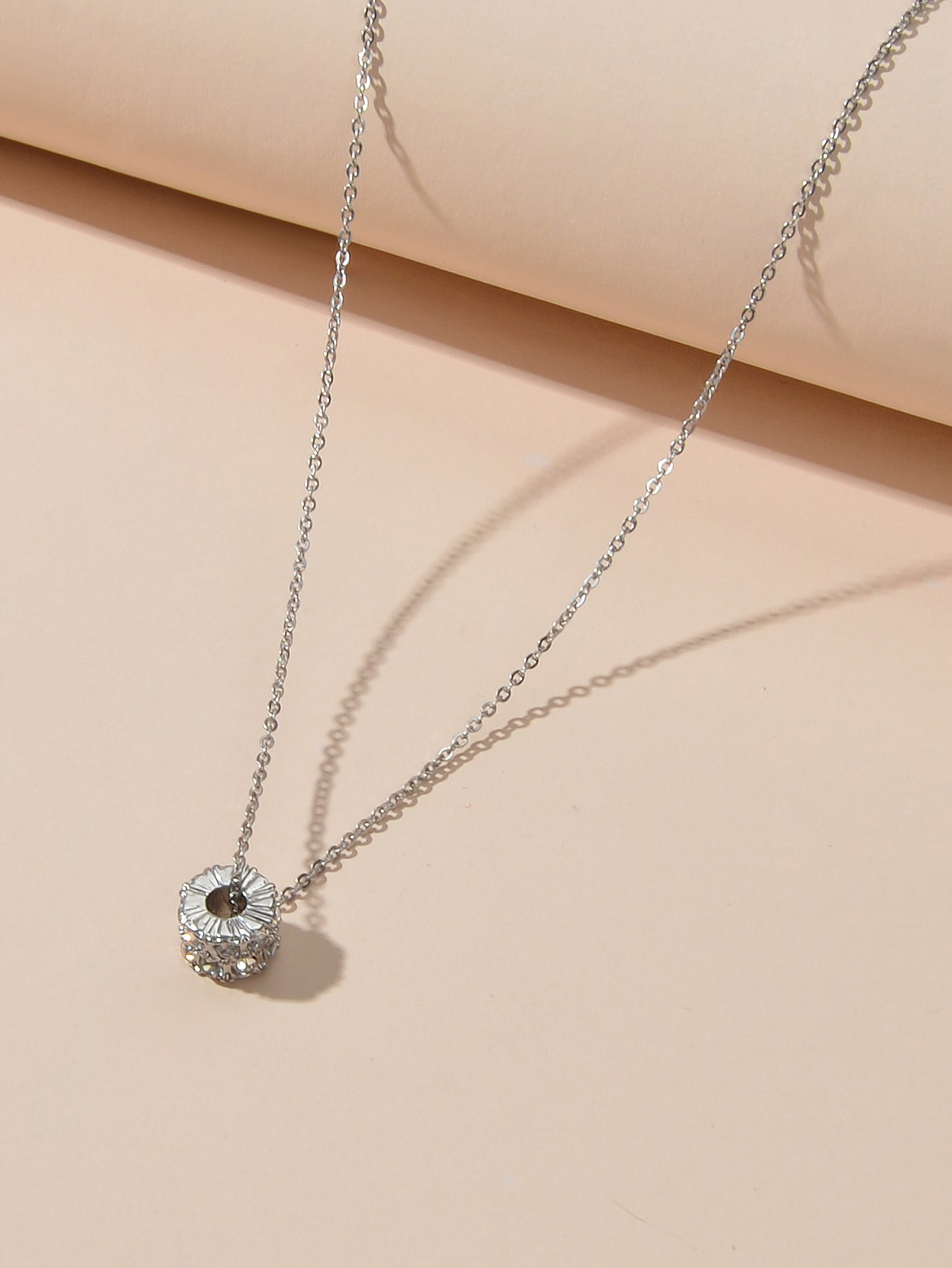 Luxurious Jewellery Gold Silver Chain Rhinestone Cylinder Necklace Accessories