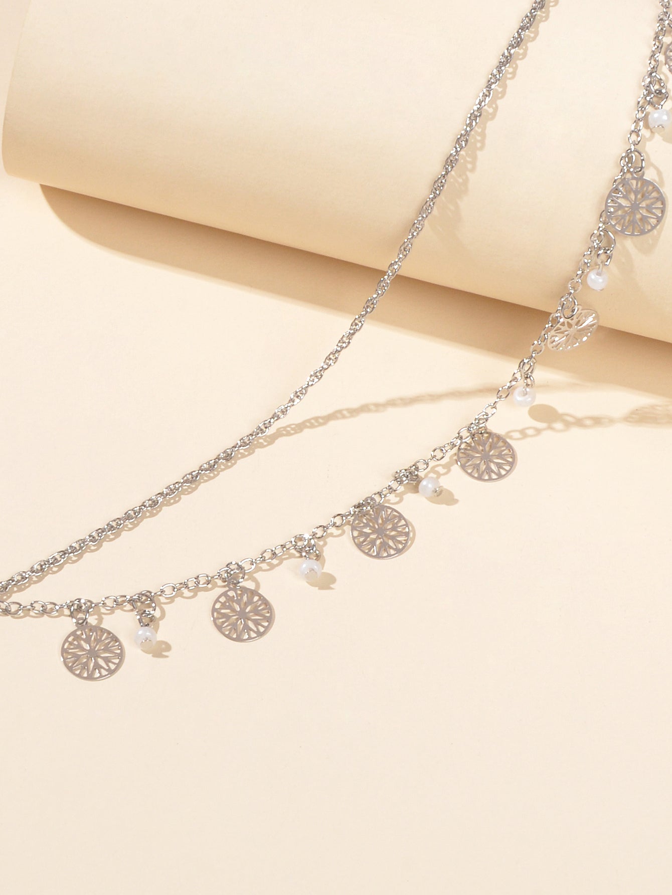 AU Stock Foot Beach Jewellery Doublelayer Chain Beads Disc Charm Anklet Bracelet