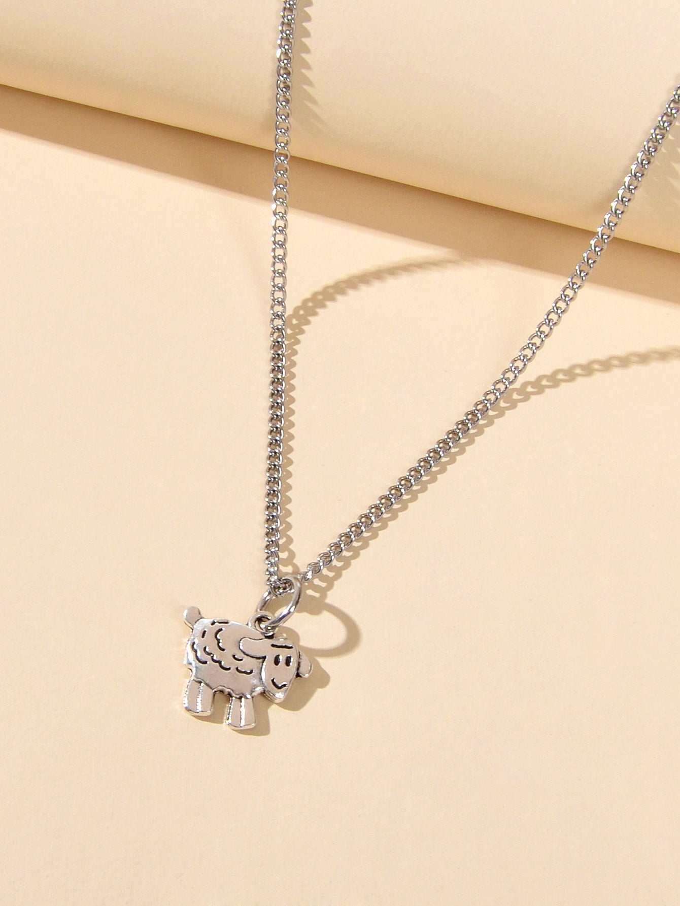 Fashion Jewellery Silver Chain Minimalist Cartoon Sheep Pendant Necklace Gift