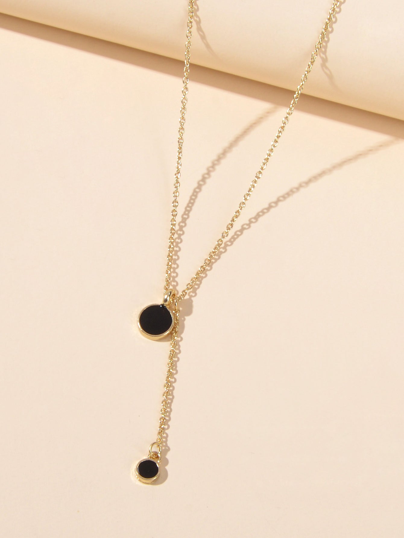 AU Stock Textured Jewellery Black Round Charm Y-lariat Necklace Christmas Gifts