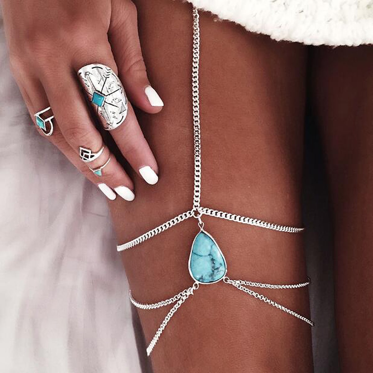 Bohemian Summer Sexy Beach Multilayer Leg Chain Women Body Jewellery Thigh Chain