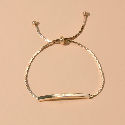 Letter Engraved Adjustable Bar and Ball Beaded Slide Strand Lover Dream Bracelet