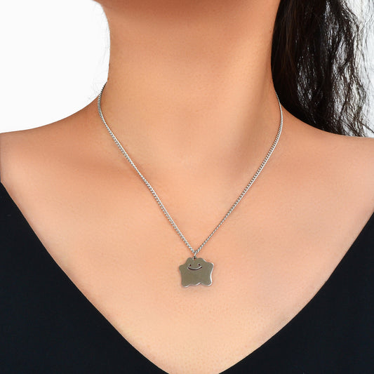 Silver Chain Funny Cartoon Smile Pendant Necklace Personality Designer Jewellery