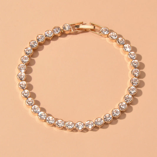 Luxury Full Rhinestone Tennis Bracelet Girl Bling Crystal Wedding Party Jewelry