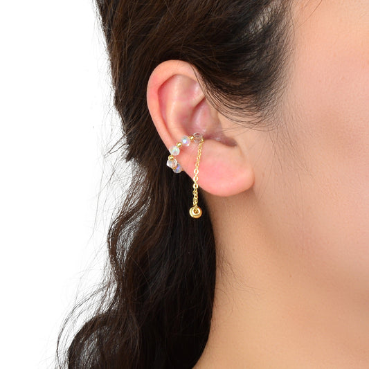 Gold Tassel Ball Ear Clip Non-Piercing Cartilage Earrings Unisex Ear Cuff 1 pc