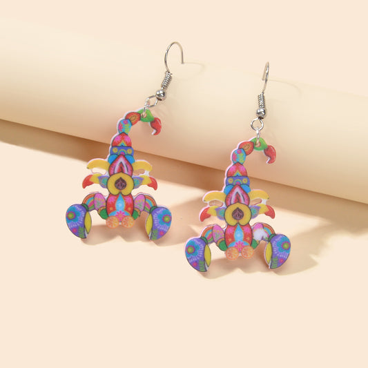 Statement Punk Multi-colored Acrylic Resin Scorpion Dangle Earrings Women Party