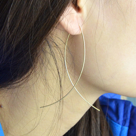 Statement Gold Silver Black Metal Cross Minimalist Hoop Earrings for Women Party