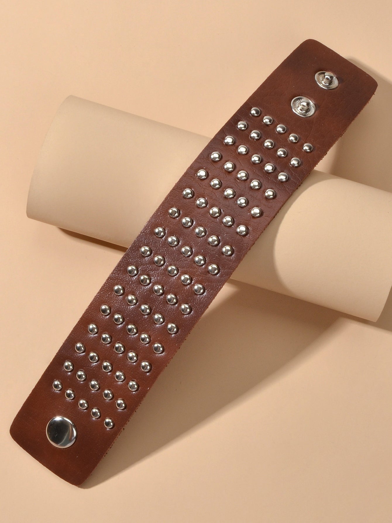 Punk Rock Silver Spike Leather Wide Wrap Bracelet Women Teens Hiphop Jewellery