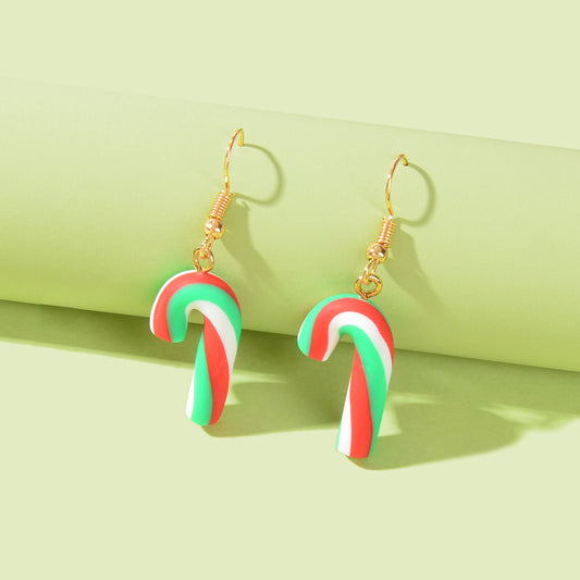 Christmas Candy Cane Earrings Red Green Xmas Dangle Drop Jewellery Novelty Gift
