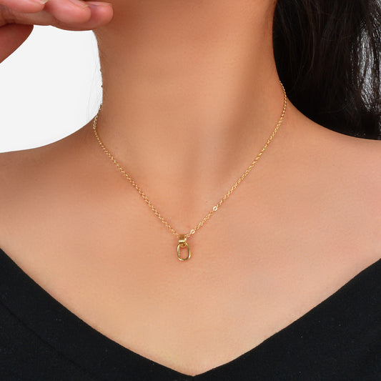 Dainty Delicate Gold Chain Geometric Elliptical Necklace Party Jewellery Collar