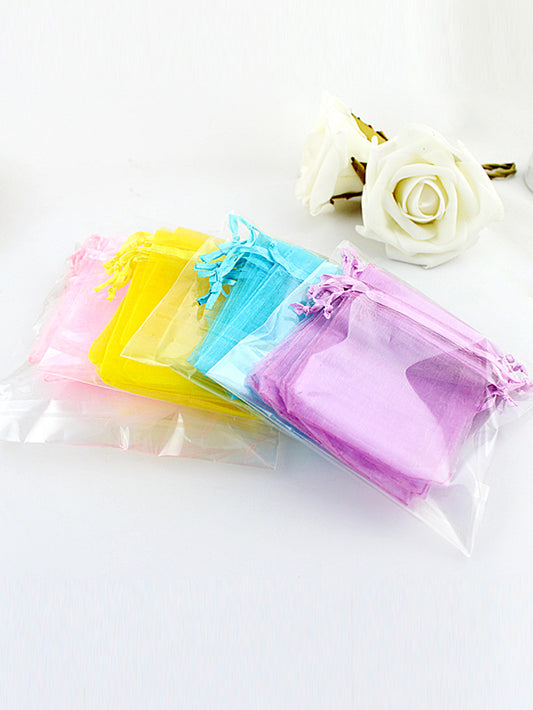 Random color 10pcs/set Colorful Organza Jewellery Bags Drawstring Gift Package