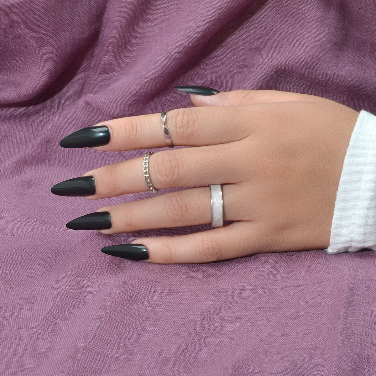3 pcs Retro Stackable White Enamel Midi Knuckle Ring set Multiple Bulk Pack Ring