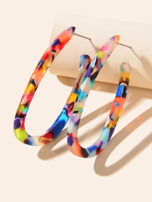 Trendy Acrylic Women Beach Colourful Resin Statement Earrings Vacation Jewellery