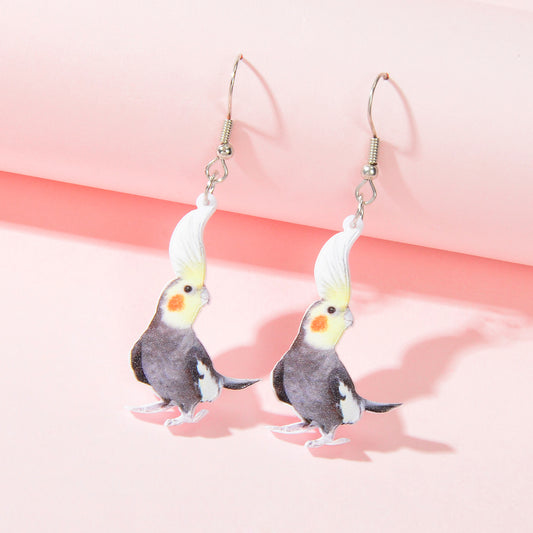 Lightweight Acrylic Parrot Resin Bird Dangling Elements Earrings Party Jewellery
