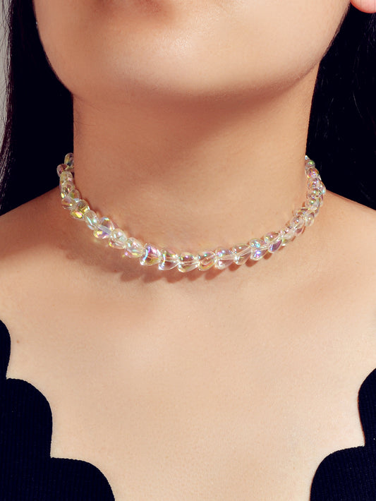 Good Quality Transparent Resin Heart Chain Choker Necklace Women Trendy Jewelry