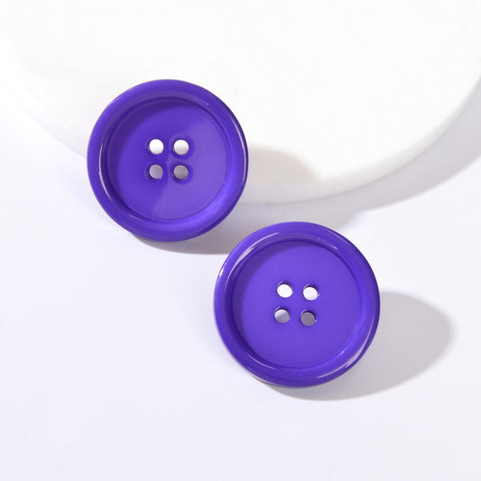 Vintage Acrylic Party Jewellery Retro Colorful Resin Button Design Stud Earrings