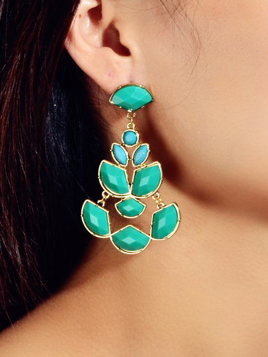 Ethnic Jewellery Black Green Geometric Chandelier Dangle Earrings Women Gift