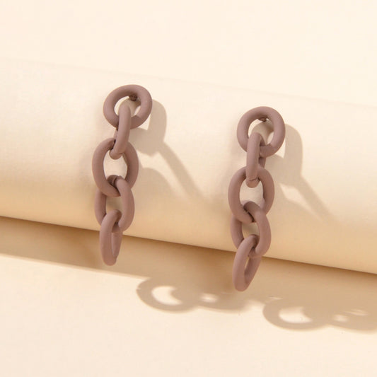 Party Decoration for Women Brown Lock Chain Dangle Hypoallergenic Stud Earrings